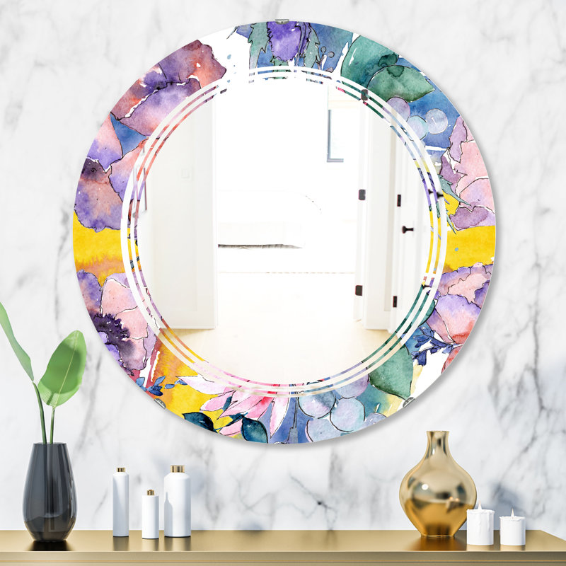 Miroir mural sans cadre Floral I, 31,5 po x 31,5 po, Floral Botanical Design I Triple