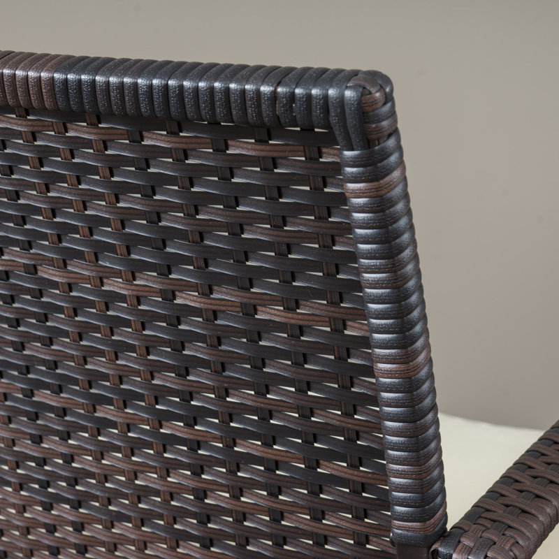 Chaise de patio avec coussin, Brun, 2
