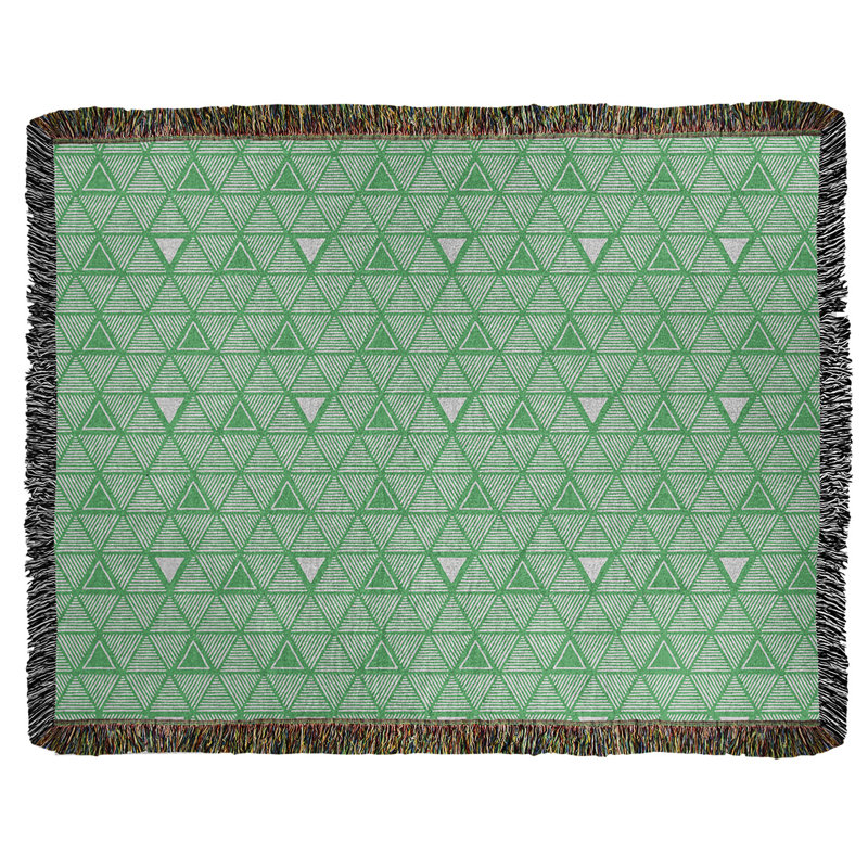 Couverture en coton tissé à triangles dessinés à la main Classic, L 37 po x L 52 po, Vert
