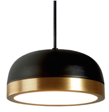 Tooy 1 - Light LED Pendant, Black/Brass, 4" H x 8" W x 8" D