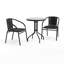 Amlie 23.75" Round Glass Metal Table with 2 Rattan Stack Chairs
