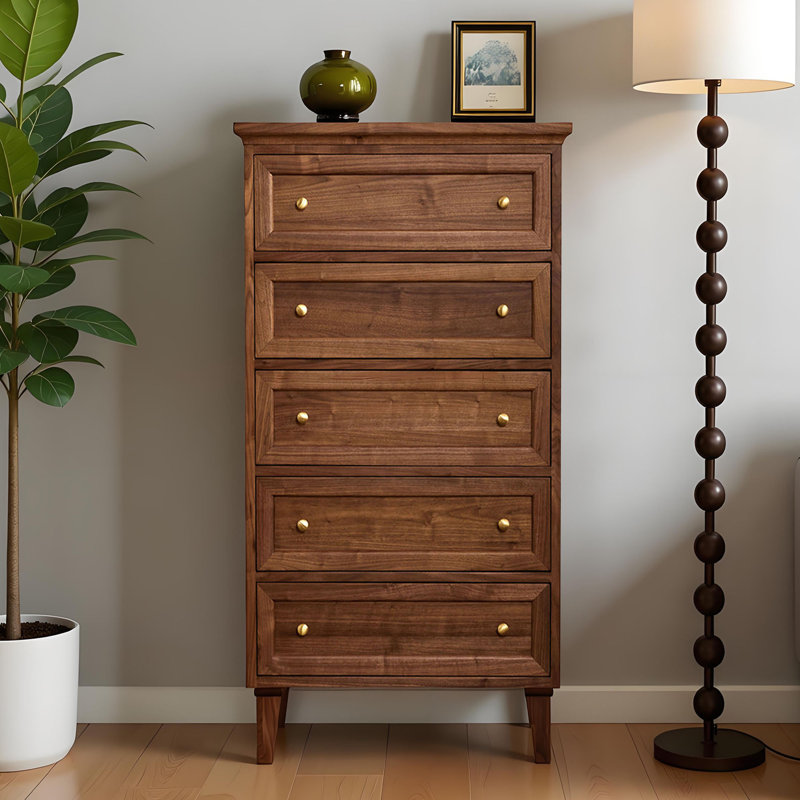 Commode simple avec rangement en noyer noir, H 47,24 po x l 23,62 po x P 15,74 po