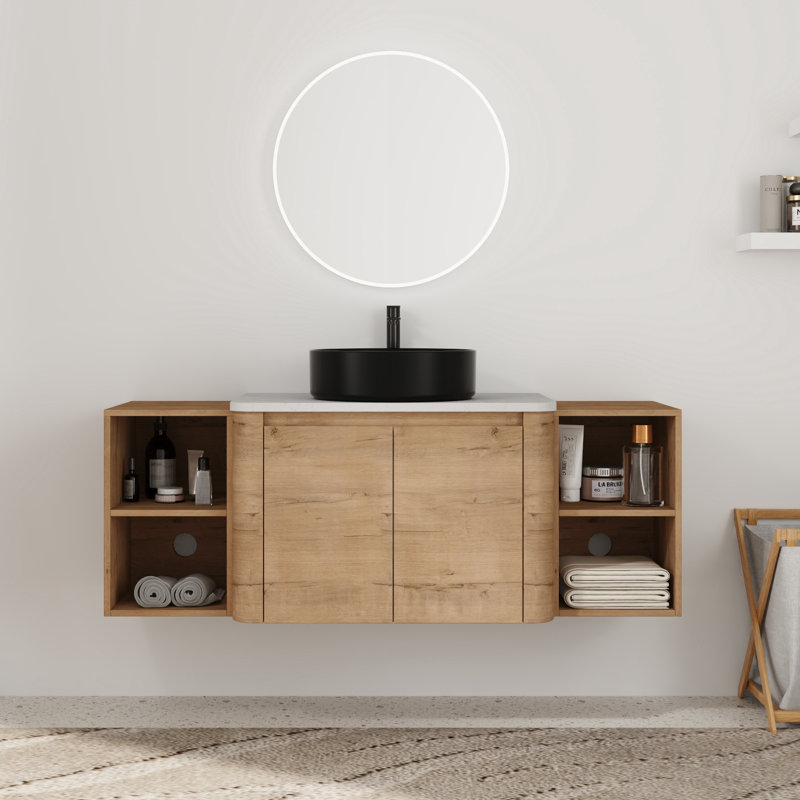 54'' Floating Single Bathroom Vanity with Ceramic Sink