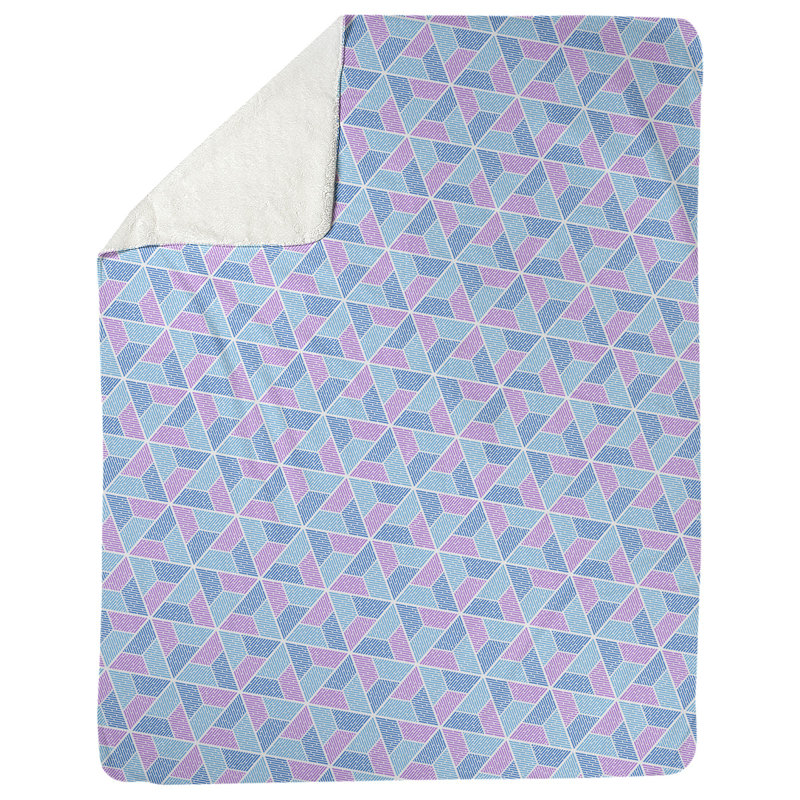 Couverture Katelyn Elizabeth Trapezoids, l 52,5 po x L 62,5 po, Bleu / Mauve