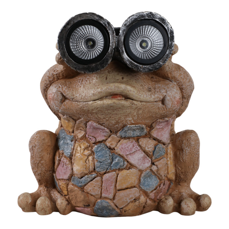 Sagebrook Home 12" Frog With Solar Goggles, Multi