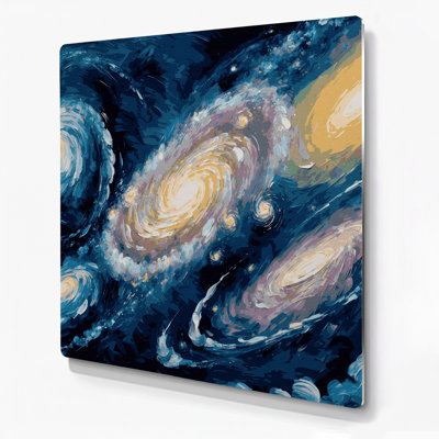 Space Stephans Quintet Blue Metal Wall Art