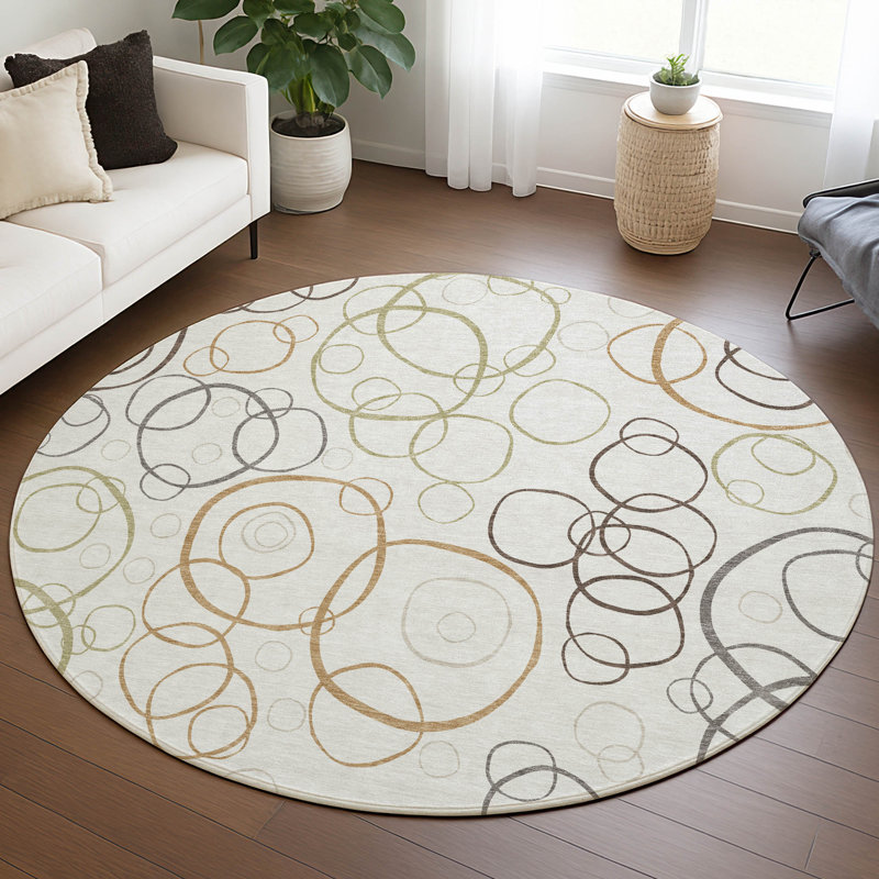 Machine Washable Indoor/Outdoor Chantille ACN2408 Geometric Rug, Round 8'