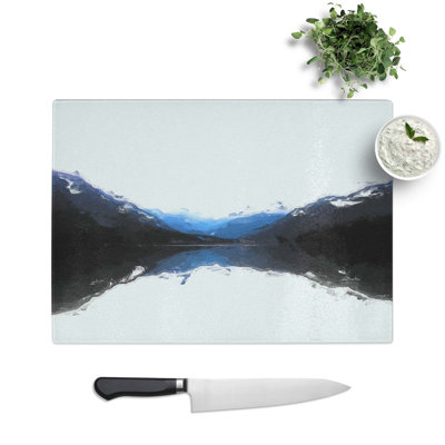 Tempered Glass Mountains Reflecting Chopping Board