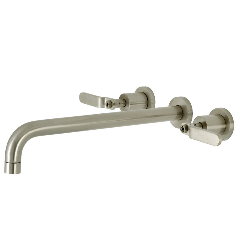 Kingston Brass Whitaker Two-Handle 3-Hole Wall Mount Roman Tub Faucet, Brushed Nickel