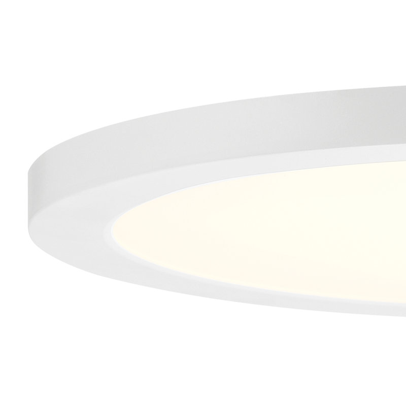 Modern Round Low-Profile Integrated LED Flush Mount, White, 0.63" H x 11.875" W x 11.875" D