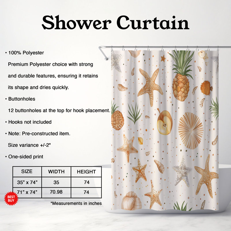 Beach Days - Rideau de douche Premium, H 74 po x l 71 po