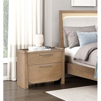 Table de chevet moderne brun clair avec tiroirs de rangement, parfaite pour organiser et rehausser le décor de votre chambre à coucher