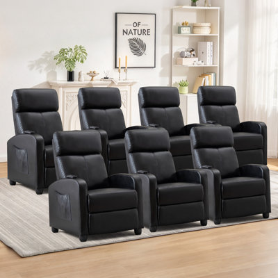 Siège de cinéma individuel en similicuir respirant souple de 25,6 po de largeur avec télécommande (ensemble de 7)