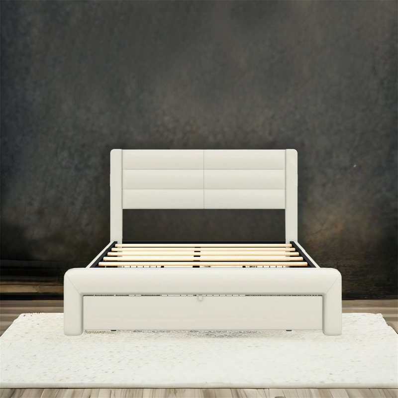 Lit avec rangement Arali Josaia, Beige