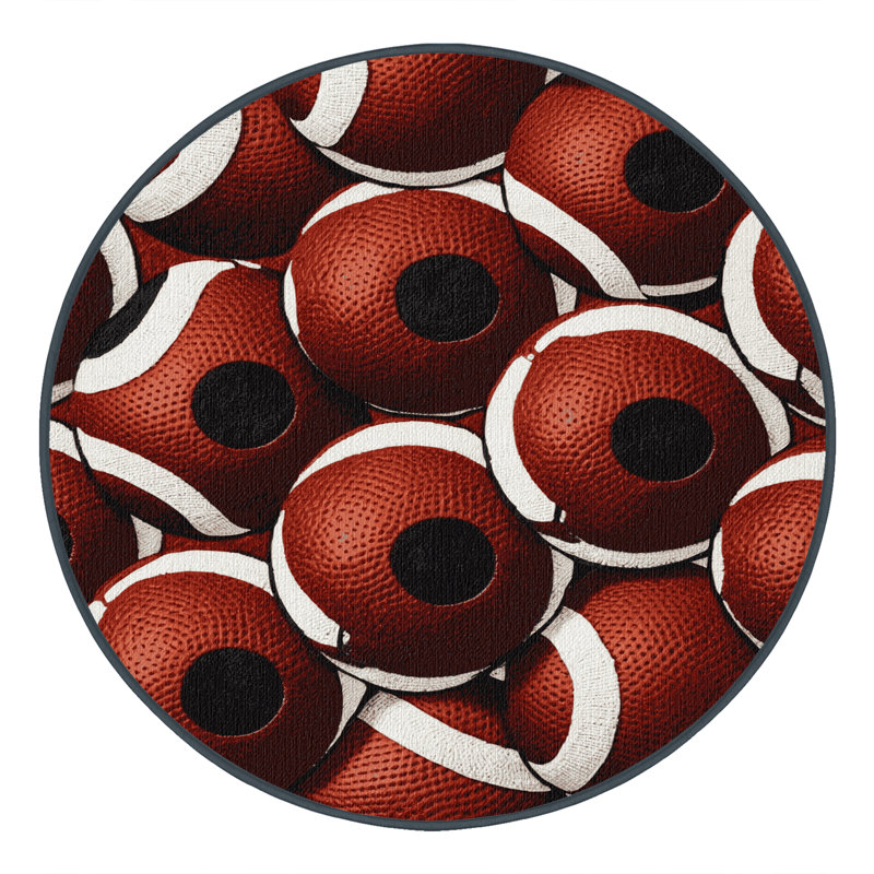 Washable Kickball Sports Area Rug, Round 3' x 3'