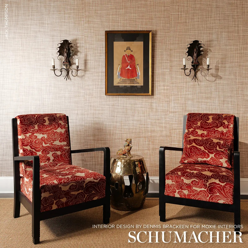 Sozan Velvet Fabric, Cinnabar