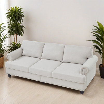 8301 Upholstered Polyester Modern Sofa Rolled Arms Upholstered Couch