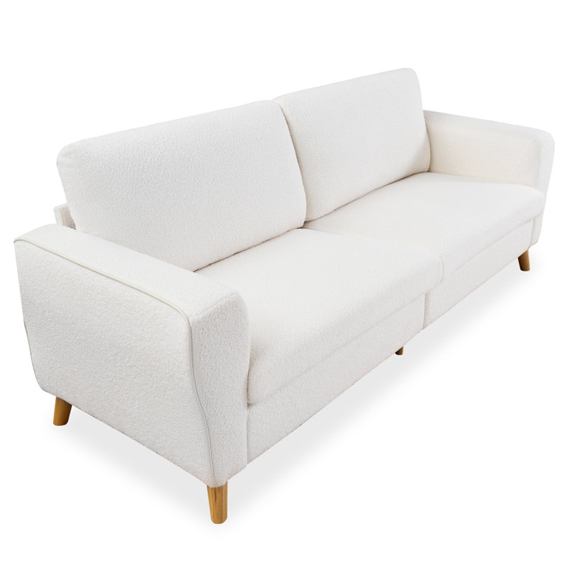84" Sofa Couch, 3-Seater Modern Loveseat with Deep Seats & Wood Legs, Mid-Century Living Room Furniture with Wide Armrests, 1000lbs