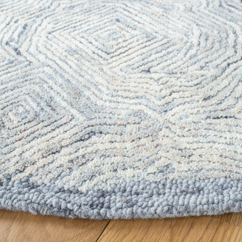 Ahmya Hand Tufted Wool Abstract Rug, Round 6'