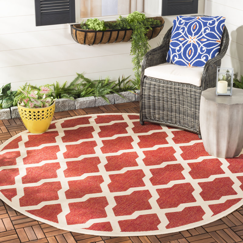 Haden House Performance Geometric Indoor/Outdoor Area Rug, Round 6'7"