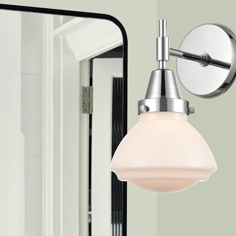 Gayle Armed Sconce, LED, Polished Chrome, Matte White
