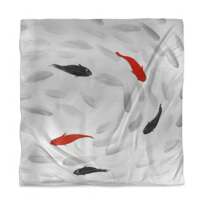 Swimming Fish Swirl Duvet Cover - Aquatic Bedroom Decor