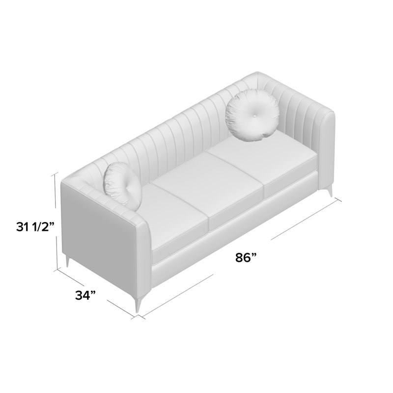 Doucette 86'' Velvet Sofa, Ivory Velvet