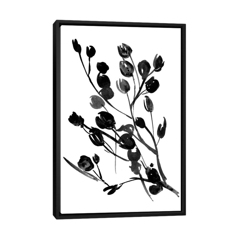 «Expressive Floral I», impression sur toile tendue, H 26 po x l 18 po x P 1,5 po, Toile avec cadre noir, Pas de tapis