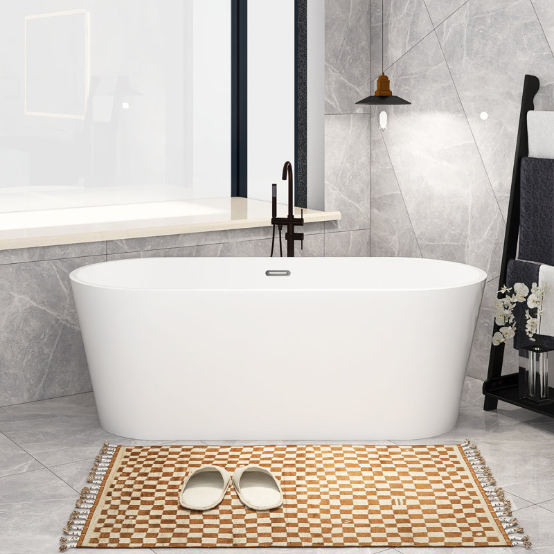 Baignoire de trempage autoportante en acrylique 66,9 po x 29,5 po