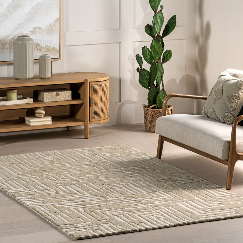 Tapis géométrique en laine Kamala, Rectangle 4 pi x 6 pi