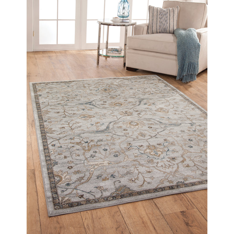 Tapis safran beige, bleu et brun 8 x 10