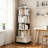 5 Tier Rotating Bookshelf, 360° Display Round Spinning Bookshelf With Wheels And Drawer, Space-Saving, Small Space Rotating Bookshelf Tower For Bedroom, Living Room, Home, Office, Warm White-1899984885-1899984884