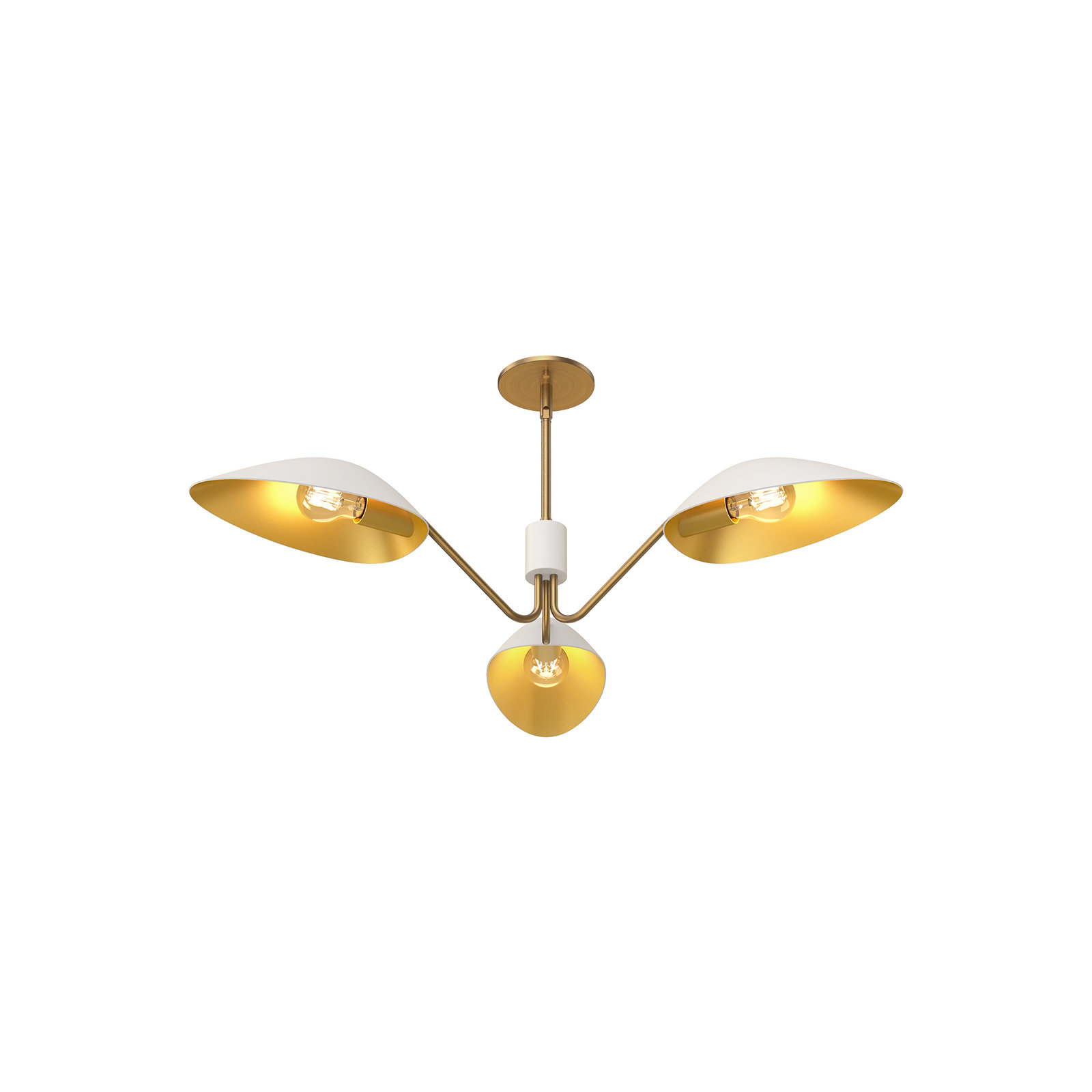 Raelle 3 Light Metal Pendant, Aged Gold/White