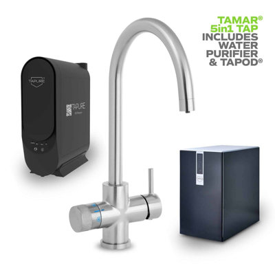 Durable Square Purifier System - 5-in-1 Chilled, Boiling, Sparkling, Alkaline Water with Filtration