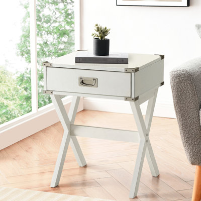 Table de bout carrée blanche avec tiroir - polyvalente pour différentes pièces 1 barres transversales et maisons de construction