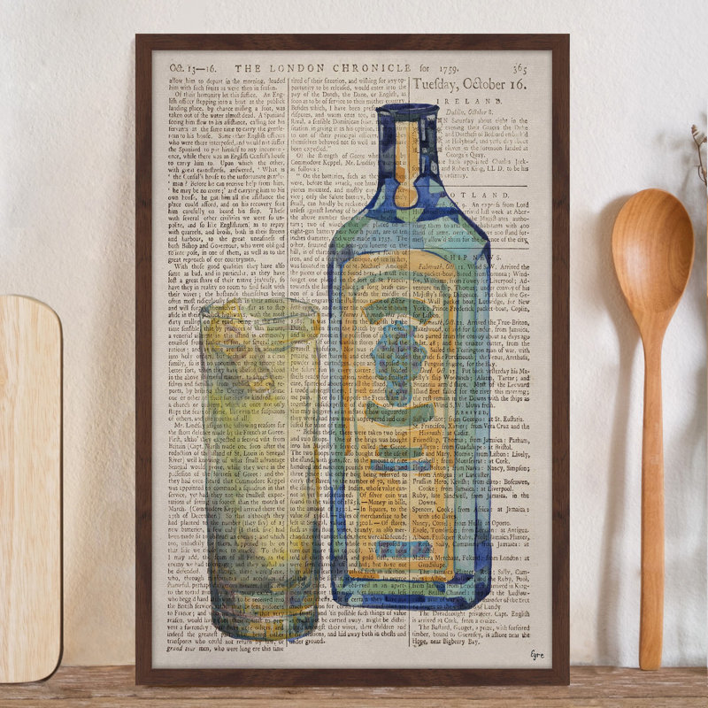 « bombay saphir time », reproduction de peinture à l’aquarelle encadrée, H 18 po x l 12 po x P 1,5 po