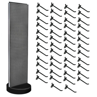 Two-Sided Pegboard Floor Display on Revolving Studio Base with (50) 6" Hooks
