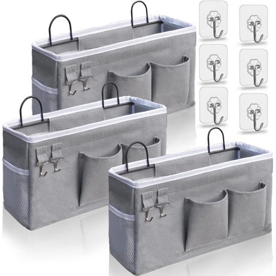 3Pcs Hanging Baskets For Organizing,Fabric Wall Storage Basket,Wall Organizer For Closet,Kitchen, Bedroom, Office, RV Camper,Locker (Gray)