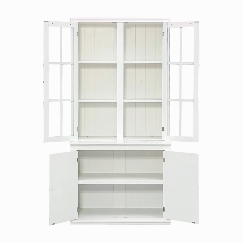 Set Of Two 75.25'' Tall Pantry With Double Glass Doors, Traditional Style China Cabinet Hutch Cabinet For Hallways Living Room, Kitchen, Home, Studio Or Workspace