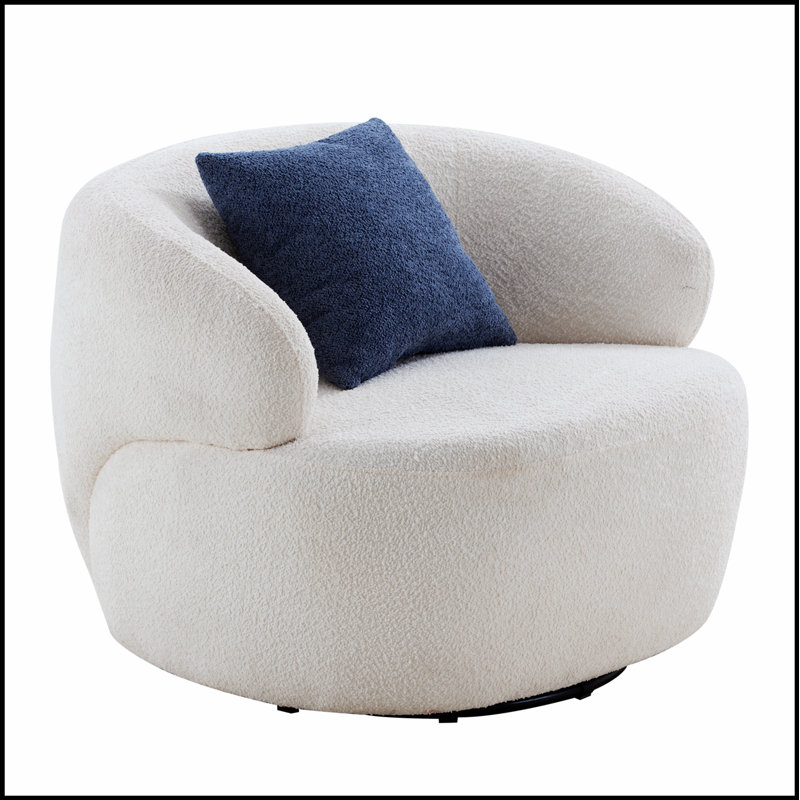 Fauteuil demi-tonneau pivotant pour petits espaces, fauteuil d'appoint rond et confortable avec tissu Sherpa moelleux et rotation à 360 degrés