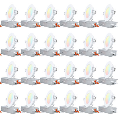 Luminaire encastré à DEL 4 po 5 CCT avec boîte de jonction, plafonnier encastré à DEL ultramince sans boîtier et à intensité variable, IRC 90, homologué ETL