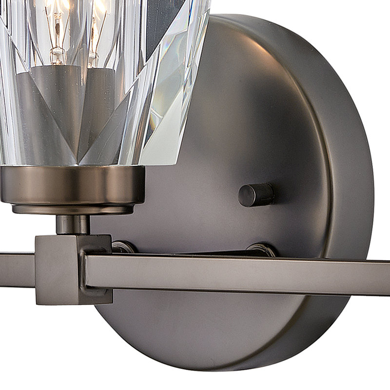 Ana 3-Light Bath Vanity w/ Faceted Heavy-Cut Diamond-Shaped Crystal Shades - Black Oxide