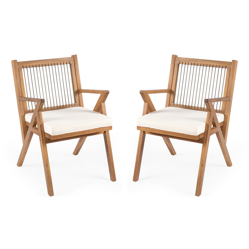 Chaise de patio avec coussin (ensemble de 2)