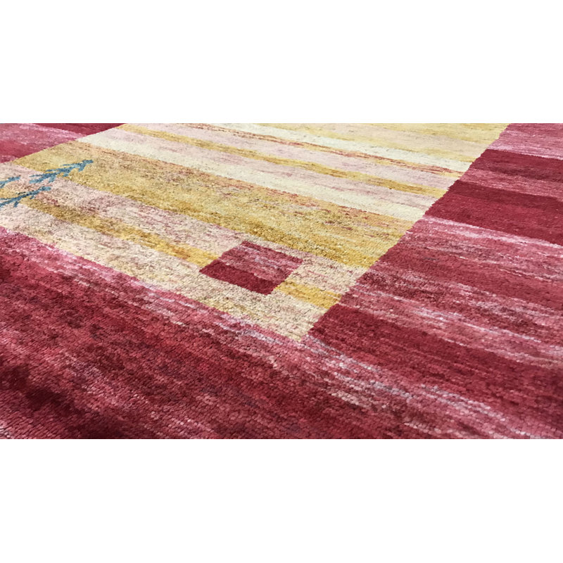 Moroccan Hand-Knotted Wool Red/Yellow Area Rug