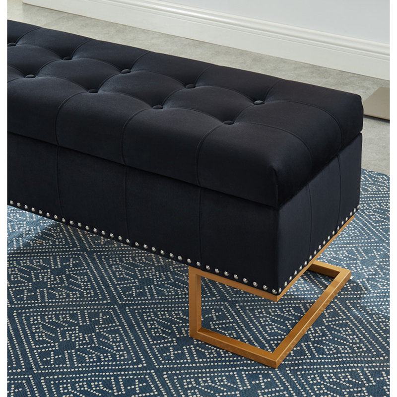 Repose-pieds avec rangement Noorlander, 100 % polyester noir, Doré