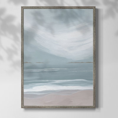 Reproduction encadrée Aqua Soft Shores II - bois massif