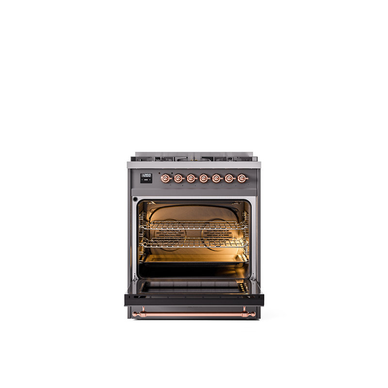 ILVE Nostalgie II 30 in Dual Fuel Range, Graphite Matte/Copper, Liquid Propane
