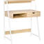 Bureau d'ordinateur pour petit espace, bois naturel, tiroir et tablettes de rangement, tablette, structure à finition bois, tiroir, - économie, structure en métal