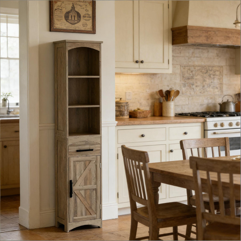 Armoire de rangement étroite étroite avec tiroir et grande salle de bain, Blanc