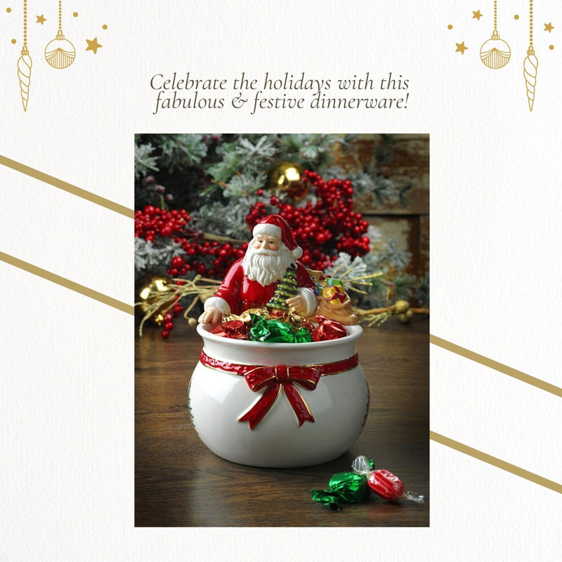 Spode Christmas Tree Santa Candy Bowl 7.75"